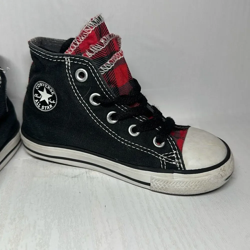 Converse All Star Chuck Taylor‎ Black Red Hi Top Sneakers Tennis Shoes size 8